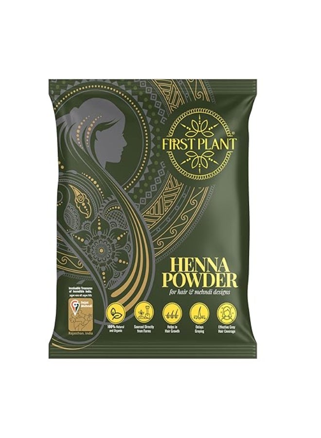 FIRST PLANT Premium Rajasthani HENNA POWDER, 100% ORGANIC Henna with GI Tag for Hair Colour and Hair Care (200 gm) - Image 1